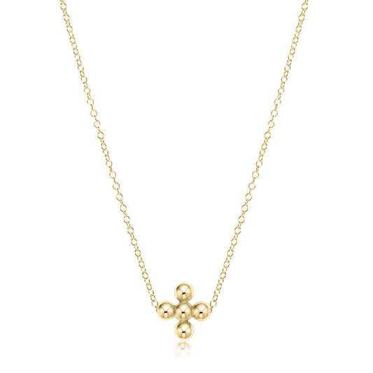 E Newton Classic Beaded Cross Gold Necklace 16"