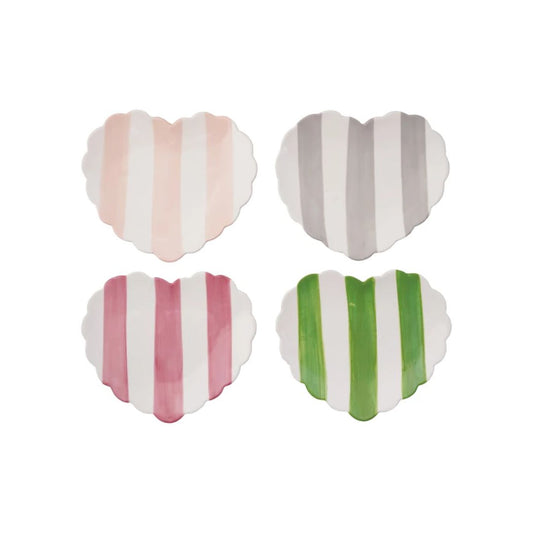 Striped Heart Stoneware Dish