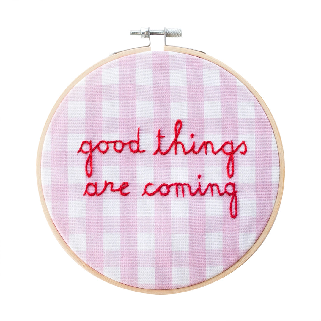 Good Things Gingham Embroidery Hoop Kit