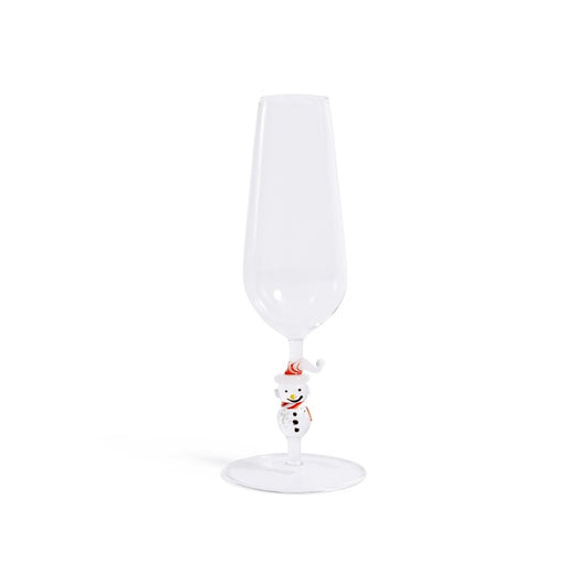Snowman Sips Champagne Flute
