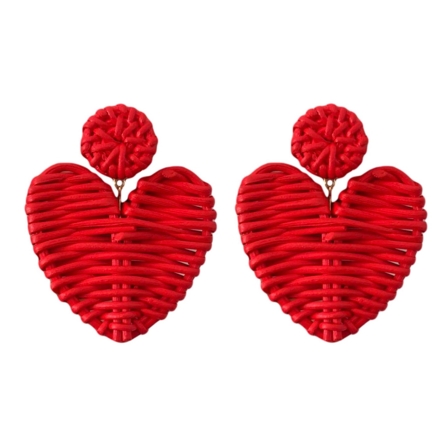 Rattan Valentine Heart Earrings