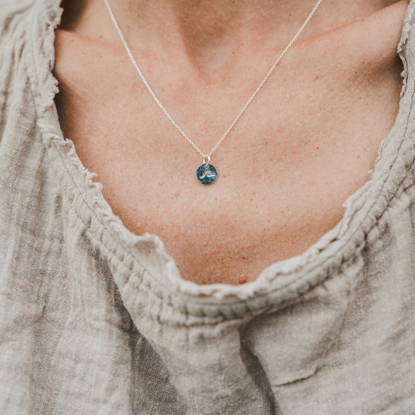 Becoming Tiny Round Wave Necklace
