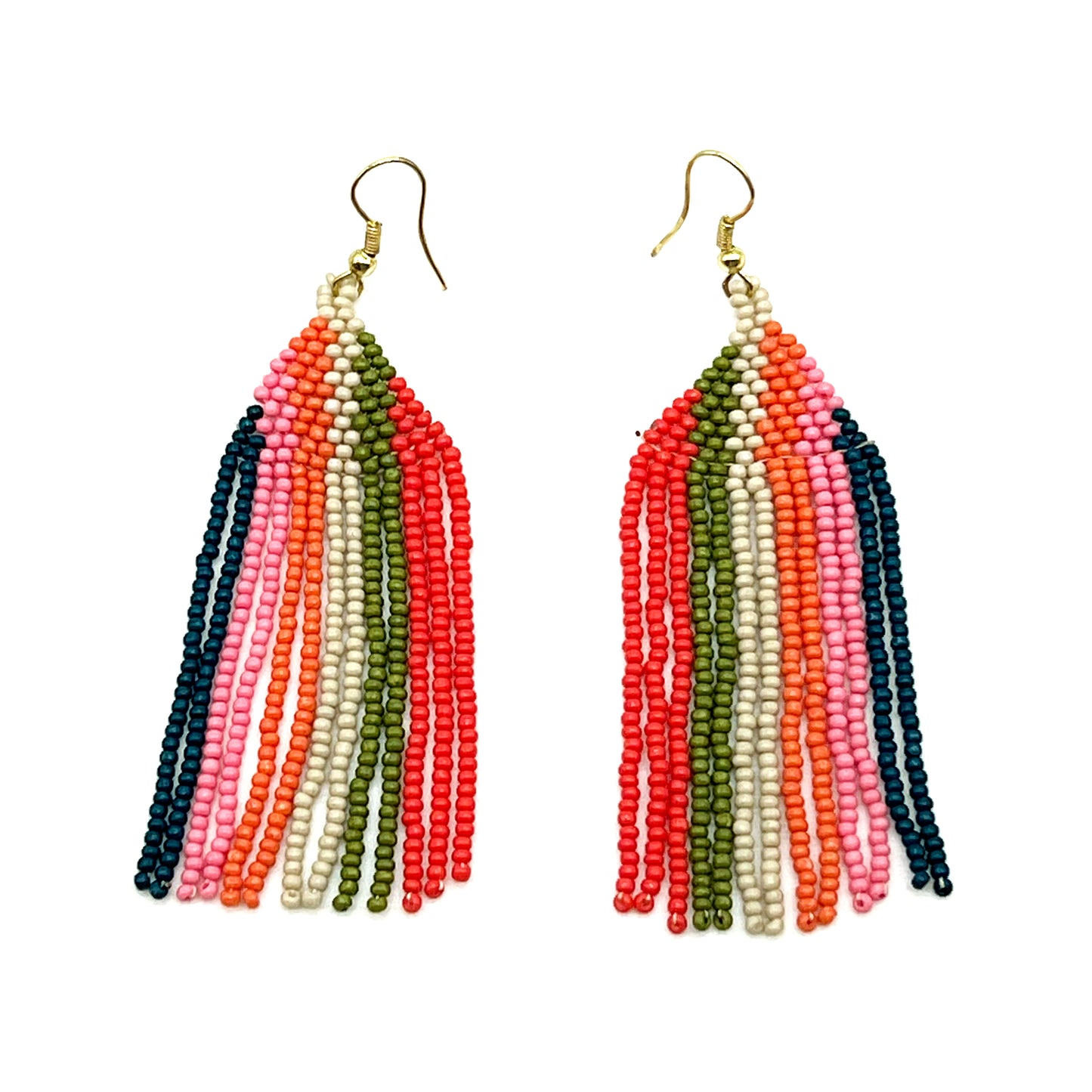 Ink and Alloy Triangles on Triangle Fringe Earrings