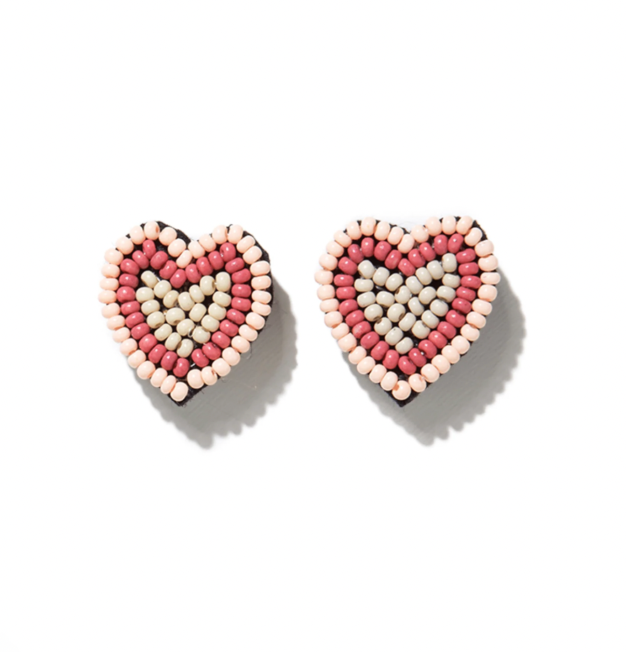 Ink and Alloy Beaded Heart Post Earrings
