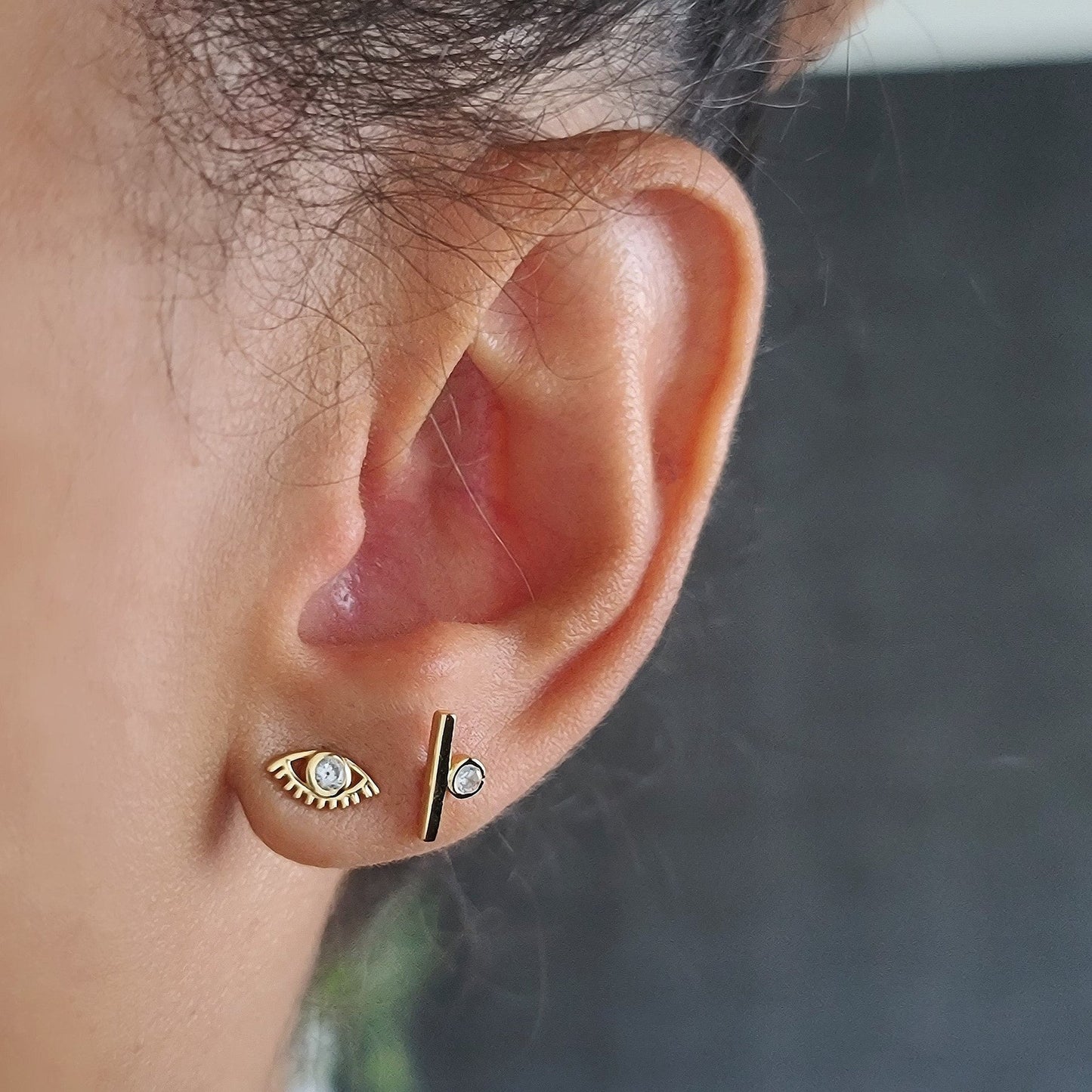 Kris Nations Bezel Crystal Stud Earrings