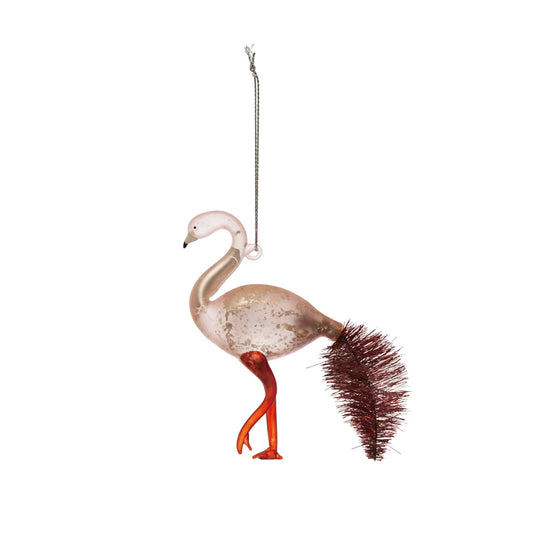 Holiday Mercury Glass Flamingo Ornament